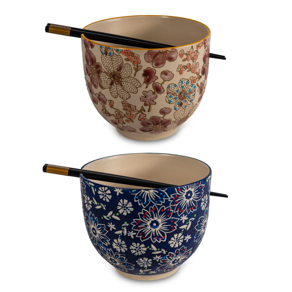 Set 2 Ciotole Ramen in Ceramica con Bacchette Multicolor – WD Lifestyle