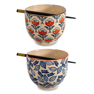 Set 2 Ciotole Ramen in Ceramica con Bacchette Multicolor – WD Lifestyle