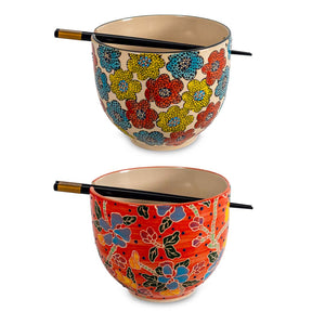 Set 2 Ciotole Ramen in Ceramica con Bacchette Multicolor – WD Lifestyle