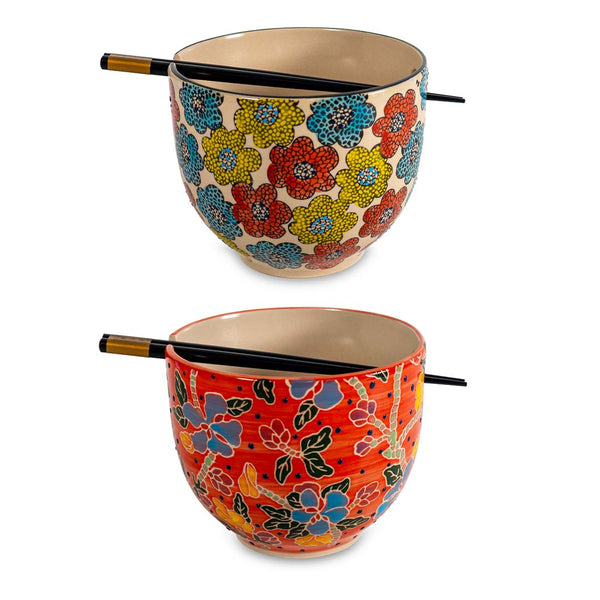 Set 2 Ciotole Ramen in Ceramica con Bacchette Multicolor – WD Lifestyle