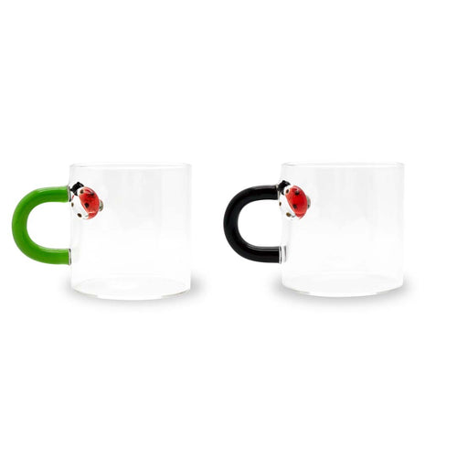 Set 2 Tazzine in Vetro Borosilicato con Manico Colorato - WD Lifestyle