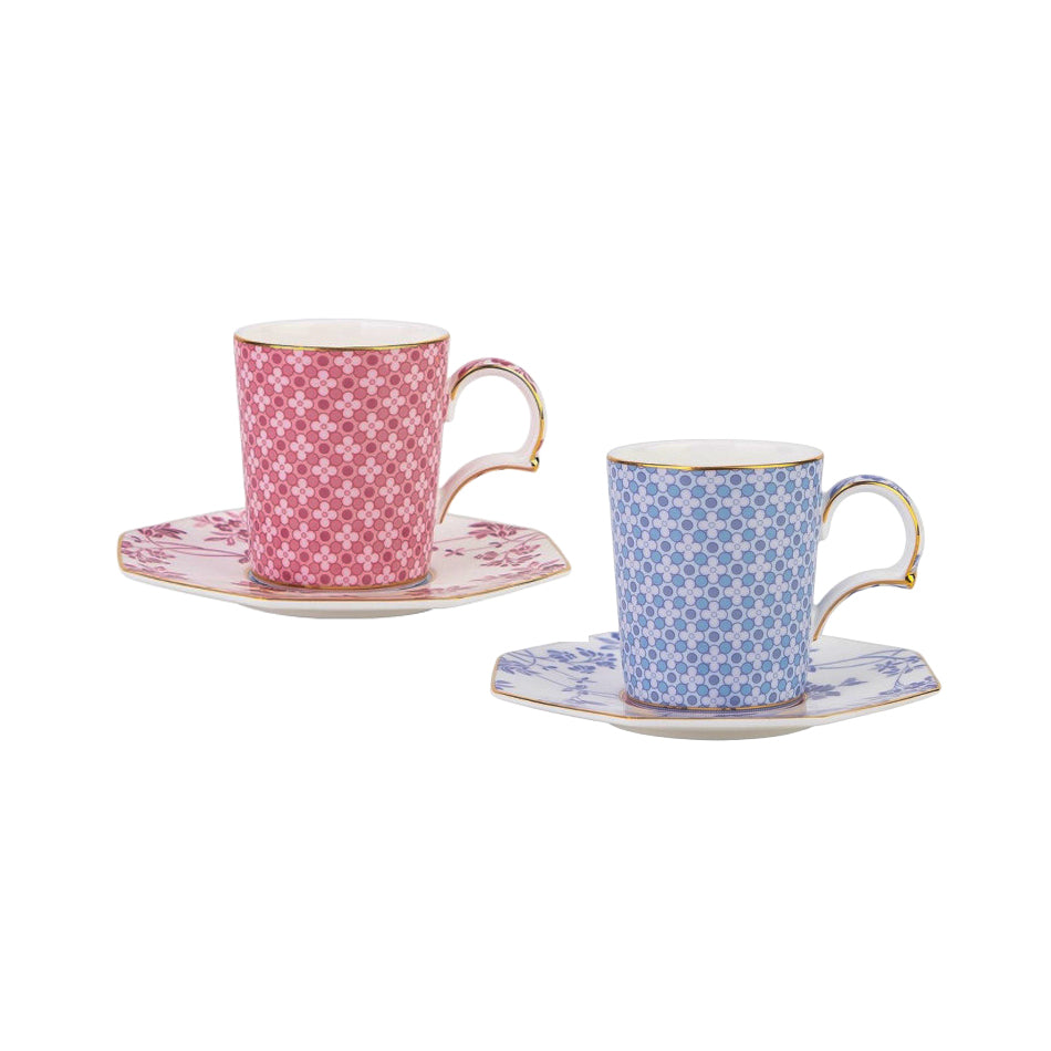 Set 2 Tazze Caffè con Piattino DAMASK- Tea Delight/Lamart