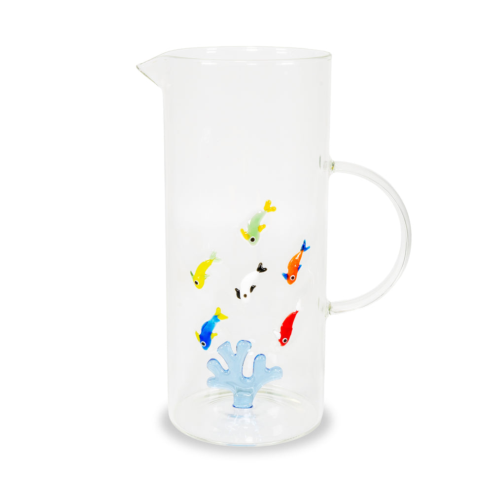 Caraffa in vetro 1,3L con decoro corallo e pesci – WD Lifestyle