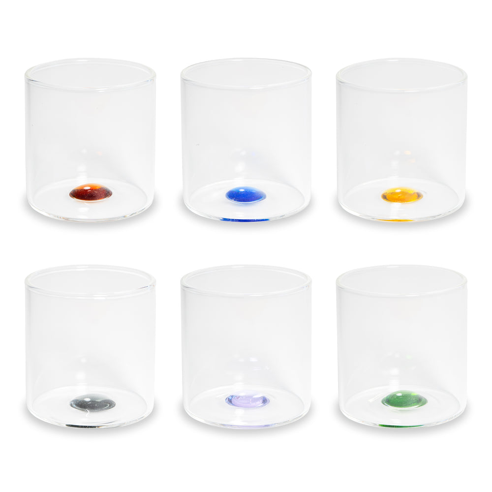 Set 6 Bicchierini in Vetro Borosilicato con inserto colorato - WD Lifestyle
