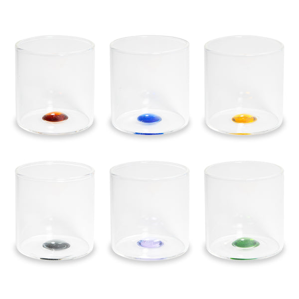 Set 6 Bicchierini in Vetro Borosilicato con inserto colorato - WD Lifestyle