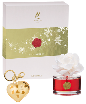 HYPNO - Confezione regalo portachiavi profumato e diffusore 60 ml con fiore