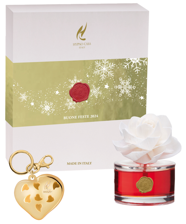 HYPNO - Confezione regalo portachiavi profumato e diffusore 60 ml con fiore